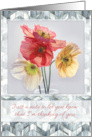 Thinking of You with Photo of Poppies on Grey Wood Geometric Pattern card