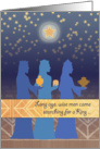 Three Magi Christmas Card, wise men seek a King, stars, gold, blue card
