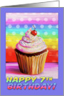 Happy 7th Birthday with Yummy Cupcake and Rainbow Colors card