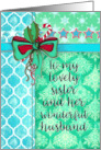 Merry Christmas Sister and Husband with Holly and Snowflake Patterns card