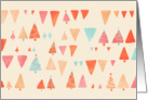 Modern Christmas card, trees & triangles, cream, pink, aqua, peach card