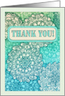 Blue & mint green abstract floral mandala doodle thank you card