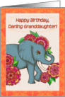 Happy Birthday Darling Granddaughter! Cute elephant illustration. card