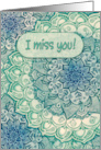 Funny I Miss You with Emerald Green and Navy Blue Floral Doodles card