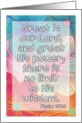 Christian scripture encouragement card, Psalm 147:5, floral design card