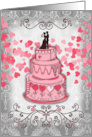 Wedding Congratulations Best Wishes with Bridal Couple and Cake card