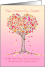 Happy Valentine’s Day Daughter with Cute Pink Heart Tree Illustration card