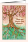 Thank you for your kind sympathy, beautiful tree painting, peach, mint card