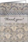 Thank You Vintage Wallpaper Doodle Patterns in Blue and Cream card