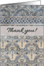 Thank you, vintage wallpaper patterns in navy blue, grey & cream card