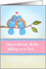 Happy Valentine’s Day Babe with Two Cute Birds in a Tree card