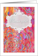 Thank you! - bright, colorful doodle / painted chevron pattern card