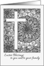 Easter Blessings - black & white doodle design with cross card