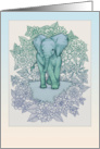 Blank Any Occasion Cute Boho Elephant Doodle in Blue & Green card