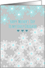 Happy Mother’s Day to My Lovely Daughter Aqua & White Daisies on Grey card