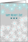 Happy Mother’s Day! aqua blue & white daisies on grey card