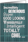 Happy Father’s Day to a Very Cool Dad Funny Typography on Teal card