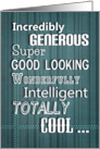 Happy Father’s Day to a very cool Dad, teal, white, typography, humor card