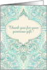 Thank You for Wedding Gift with Boho Teal & Turquoise Doodle Pattern card