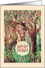 Happy 60th Birthday! Watercolor painting of trees in a forest card