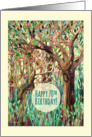 Happy 70th Birthday! Watercolor painting of trees in a forest card