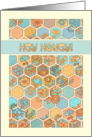 Hey Honey! Thinking of you, honeycomb / hexagon illustration card