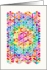 Colorful Rainbow Star & Hexagon Pattern on White, blank inside card