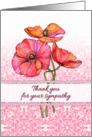 Thank you for your sympathy, flowers, pink & peach poppy illustration card