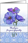 Thank you for your sympathy, flowers, blue & purple poppy illustration card
