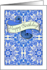 Happy Birthday to My Beautiful Daughter Blue & White Folk Art Pattern card