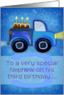 Happy 3rd Birthday to a Special Nephew with Truck and Cake Painting card
