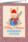 Merry Christmas to my wonderful Little Sister, cute bunny, stars card