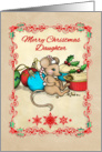 Merry Christmas Daughter, cute mouse illustration, love, joy & pie! card