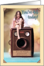 Happy 46th Birthday - cute smiling girl on vintage camera card