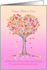 Happy Mother’s Day with Cute Pink Heart Tree Illustration for Mom card