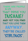 Happy Siblings Day - blue & green typography, humor card