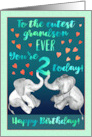 Happy Birthday to 2 Year Old Grandson with Cute Laughing Elephants card