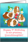 Happy 4th Birthday Precious Granddaughter with Cute Guinea Pigs card