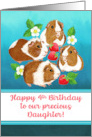 Happy 4th Birthday Precious Daughter with Cute Guinea Pigs card