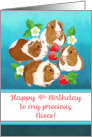 Happy 4th Birthday Precious Niece with Cute Guinea Pigs card