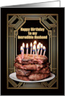 Happy Birthday to My Husband with Carnivore Steak Cake and Candles card