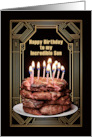 Happy Birthday to My Son with Carnivore Steak Cake and Candles card