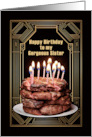 Happy Birthday to My Sister with Carnivore Steak Cake and Candles card