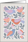 Blank Any Occasion Folk Art Style Bonny Little Birds and Blooms card