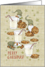 Merry Christmas with Cute Gnomes Enjoying Milk and Cookies card