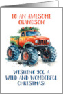Wishing an Awesome Grandson a Wonderful Christmas with Monster Truck card