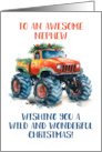 Wishing an Awesome Nephew a Wonderful Christmas with Monster Truck card