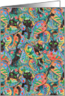 Blank Any Occasion Cute Black Cats in a Tropical Paisley Jungle card