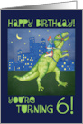 Happy Birthday Six Year Old Boy Riding a Dinosaur card