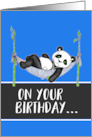 Cute Panda Relaxing and Listening to Music on Your Birthday card